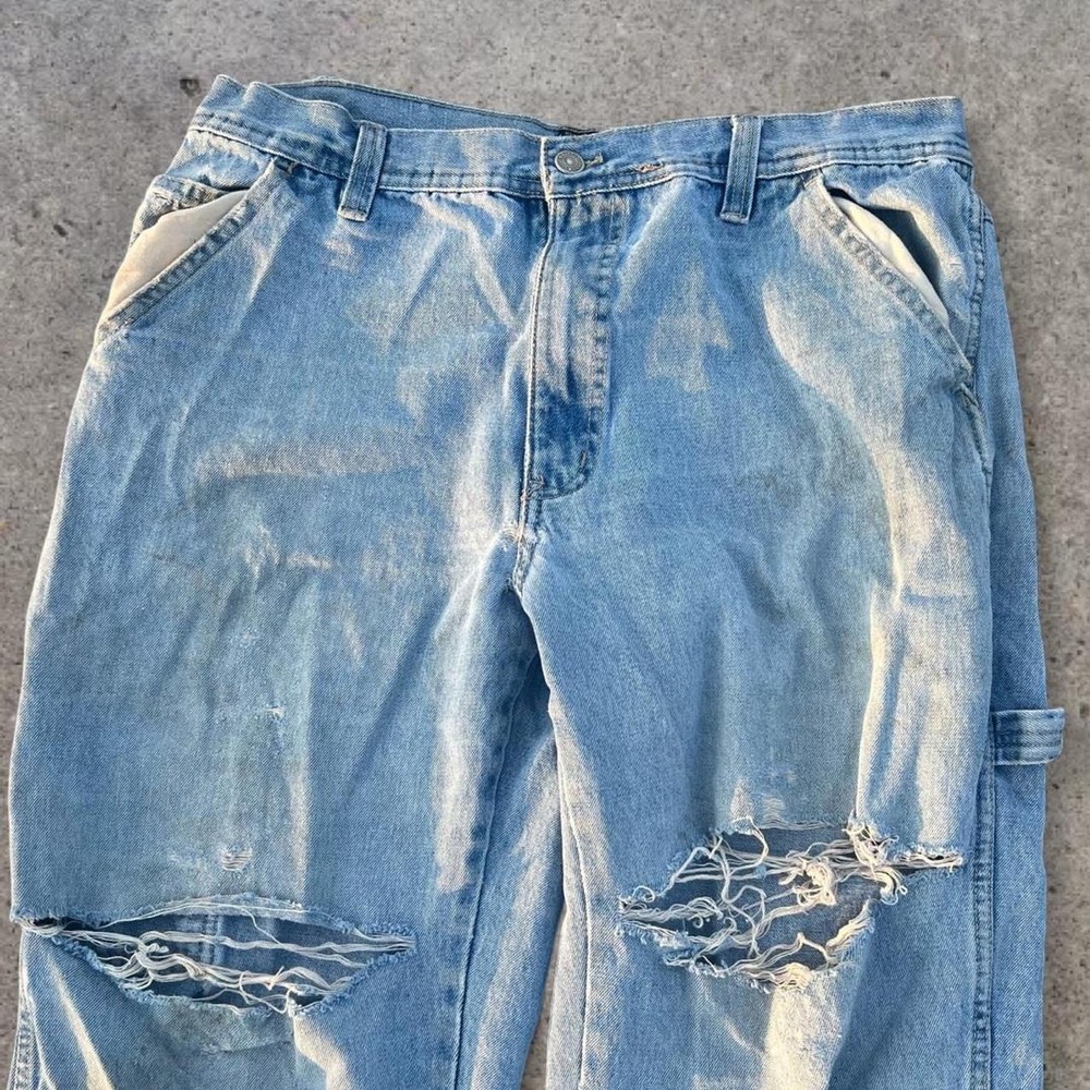 Vintage 2000s Steve & Barry's Light Wash Carpenter Denim Jeans Unisex Thrashed